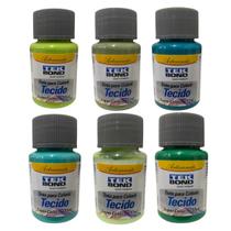 Kit 6x Tintas Para Tecido Tekbond 37ML Tons de Verde