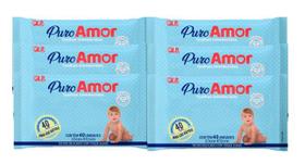 Kit 6x Toalha Umedecida Puro Amor Com 40 Unidades - Qlb