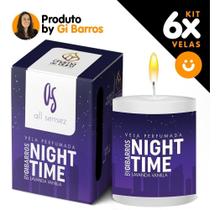 Kit 6x Vela Aromática Perfumada 60g Night Time By Gi Barros - Chama de Ouro