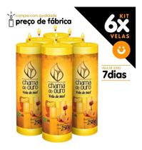 Kit 6x Vela De 7 Dias Atacado 250g Velas De Mel - Amarela