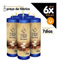Kit 6x Vela De 7 Dias Atacado 250g Velas Na Cor Azul Escuro