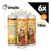 Kit 6x Vela De 7 Dias Oração Religiosa Da Sagrada Família - Chama de Ouro
