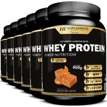 Kit 6X Whey Protein Power Nutrition Doce De Leite 900G - HF Suplements