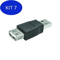 Kit 7 Adaptador Usb Macho X Fêmea Extensor Conector Extensão