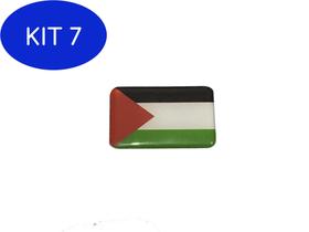 Kit 7 Adesivo resinado da bandeira da Palestina 5x3 cm