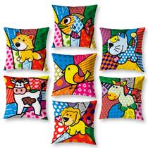 Kit 7 Almofadas Cheias 40Cm X 40Cm Estampadas Pop Bicho