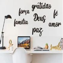 Kit 7 Apliques Palavras Gratidão Familia Amor Fe Deus força Paz Motivacional
