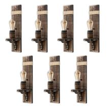 Kit 7 Arandelas Luminária de Parede Colonial em Madeira Maciça Rústica e Sisal Ideal para Sítios Chácaras Chalés Retrô Vintage Kit 7 Arandelas Luminária de Parede Colonial em Madeira Maciça Rústica e Sisal Ideal para Sítios Chácaras Chalés Retrô Vintage
