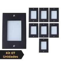 Kit 7 Balizador de Embutir Escada Parede Preto 4x2 Alumínio