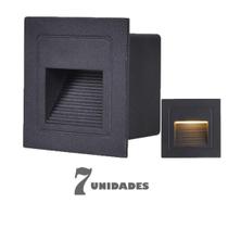 Kit 7 Balizador De Embutir Preto Corredor Led Externo Lup51