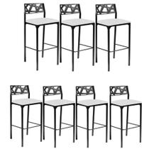 Kit 7 banquetas Eliza Gourmet Branco-Gat Magazine Kit 7 banquetas Eliza Gourmet Branco-Gat Magazine