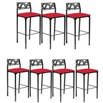 Kit 7 banquetas Eliza Gourmet material sintético vermelho-Gat Magazine Kit 7 banquetas Eliza Gourmet material sintético vermelho-Gat Magazine