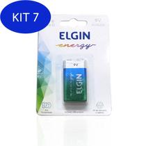 Kit 7 Blister com Bateria 9V Alcalina ELGIN 6LR61 (BLISTER com 1)