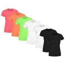 Kit 7 Blusas Feminina Tshirt Camiseta Baby Look Gola Redonda Básica Premium