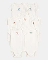 Kit 7 Bodies Body Manga Curta Colorido Carters Enxoval Bebê Branco 3-6m Kit 7 Bodies Body Manga Curta Colorido Carters Enxoval Bebê Branco 3-6m