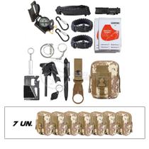 Kit 7 Bolsas Camufladas Conjunto Acessórios de Camping Kit Sobrevivência para Acampar