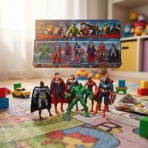 Kit 7 Bonecos Super Heróis Cartelado Brinquedo Infantil