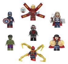 Kit 7 bonecos vingadores avengers homem de ferro hulk thor homem aranha marvel blocos de montar