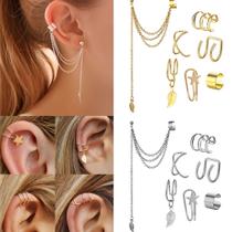 Kit 7 Brincos Feminino Pressão Piercings Orelha Banhado