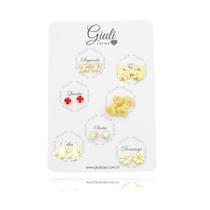 Kit 7 Brincos Semaninha Primavera Banhado a ouro 18k