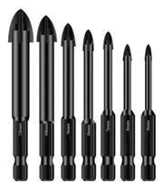 Kit 7 Broca De Haste Hexagonal Cruzada Telha Vidro Mármore Kit 7 Broca De Haste Hexagonal Cruzada Telha Vidro Mármore