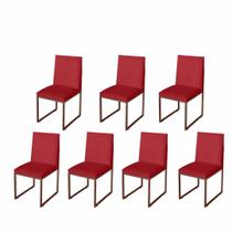 Kit 7 Cadeira de Jantar Escritorio Industrial Garden Ferro Bronze Suede Vermelho - Móveis Mafer
