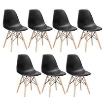 Kit 7 Cadeiras Charles Eames Eiffel Dkr Wood Preto Kit 7 Cadeiras Charles Eames Eiffel Dkr Wood Preto