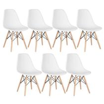 Kit 7 Cadeiras Eiffel Charles Eames Wood Cozinha Jantar Branca