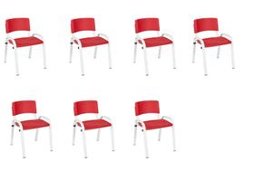 Kit 7 Cadeiras Infantil Iso, Escola, Base Branco- Vermelho Kit 7 Cadeiras Infantil Iso, Escola, Base Branco- Vermelho