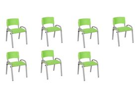 Kit 7 Cadeiras Infantil Iso, Escola, Base Cinza- Verde Claro Kit 7 Cadeiras Infantil Iso, Escola, Base Cinza- Verde Claro