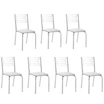 Kit 7 Cadeiras Nanda Cromada material sintético Branco Kit 7 Cadeiras Nanda Cromada material sintético Branco