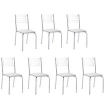 Kit 7 Cadeiras Nanda cromada para cozinha ou espaço gourmet-Assento branco Kit 7 Cadeiras Nanda cromada para cozinha ou espaço gourmet-Assento branco