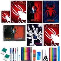 Kit 7 Caderno Spider Brochurão Capa Dura 96 Folhas 38 Itens Kit 7 Caderno Spider Brochurão Capa Dura 96 Folhas 38 Itens