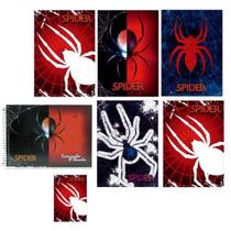Kit 7 Caderno Spider Brochurão Capa Dura 96 Folhas Costurado