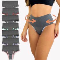 Kit 7 Calcinha Cintura Alta Fitness Modela e Segura Barriga