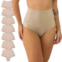 Kit 7 Calcinha Modeladora Cintura Alta Elástico Anti Culote