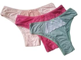 Kit 7 Calcinhas Tanga Renda Conforto Lycra Tangão Calcinha Algodão Atacado Lingerie