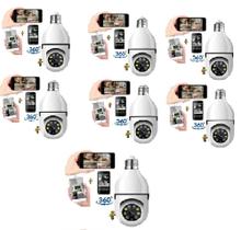 Kit 7 Camera Ip Segurança Lampada Yoosee Panoramica Wifi1080 Espia