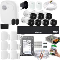 Kit 7 Câmeras 1120B Dvr Intelbras + sersor xas 4010+kit Alarme+sensor ivp 2000+HD 4TB