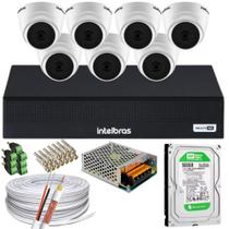 Kit 7 Câmeras 1220D Mic dvr 3008-C Intelbras 500gb