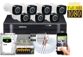 Kit 7 Cameras Segurança 1080 Full Hd Dvr Intelbras 8ch mhdx Alta Resolução c/ Acessórios