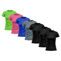 Kit 7 Camisetas Feminina Dry Fit Proteção Solar UV Básica Lisa Treino Academia Passeio Fitness Ciclismo Camisa