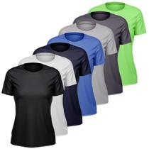 Kit 7 Camisetas Feminina Dry Manga Curta Proteção UV Slim Fit Básica Academia Treino Fitness