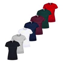 Kit 7 Camisetas Femininas Básica Algodão Premium Manga Curta