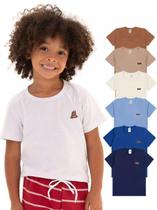 Kit 7 Camisetas Manga Curta Infantil bebê Básica Lisa Versátil Confortável e Coloridas menino