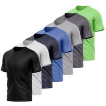 Kit 7 Camisetas Masculina Dry Manga Curta Proteção UV Slim Fit Básica Academia Treino