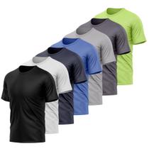 Kit 7 Camisetas Masculina Dry Manga Curta Proteção UV Slim Fit Básica Academia Treino