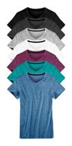 Kit 7 Camisetas Masculinas Basica Slim Gola V Camisa Premium