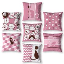 Kit 7 Capa de Almofada 40cm x 40cm Decorativas Estampadas Digital Coloridas Sala Sofá Quarto