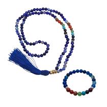 Kit 7 Chakras Japamala e Pulseira Ágata Azul